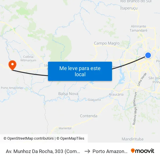 Av. Munhoz da Rocha, 303 to Porto Amazonas map