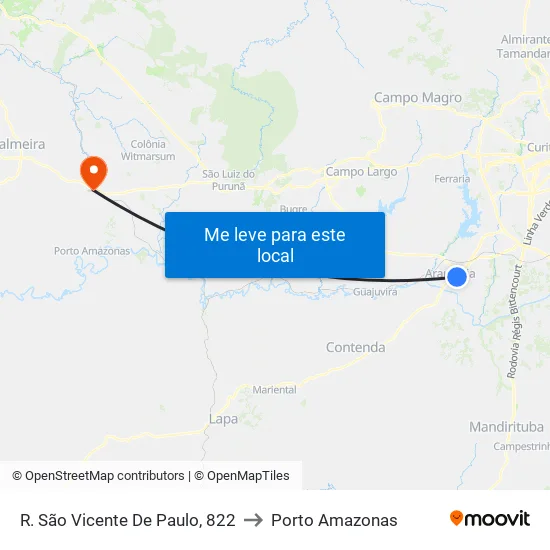 R. São Vicente De Paulo, 822 to Porto Amazonas map