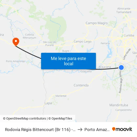 Rodovia Régis Bittencourt (Br 116) - Passarela to Porto Amazonas map