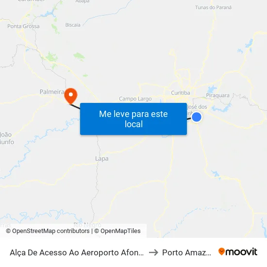 Alça De Acesso Ao Aeroporto Afonso Pena to Porto Amazonas map