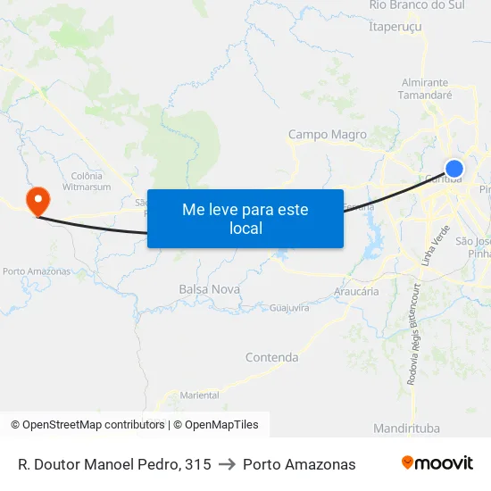 R. Doutor Manoel Pedro, 300 to Porto Amazonas map