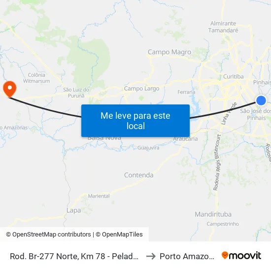 Rod. Br-277 Norte, Km 78 - Peladeiros to Porto Amazonas map