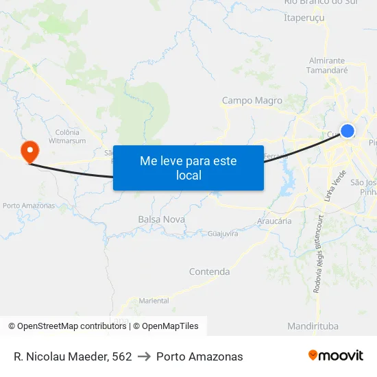 R. Nicolau Maeder, 650 to Porto Amazonas map