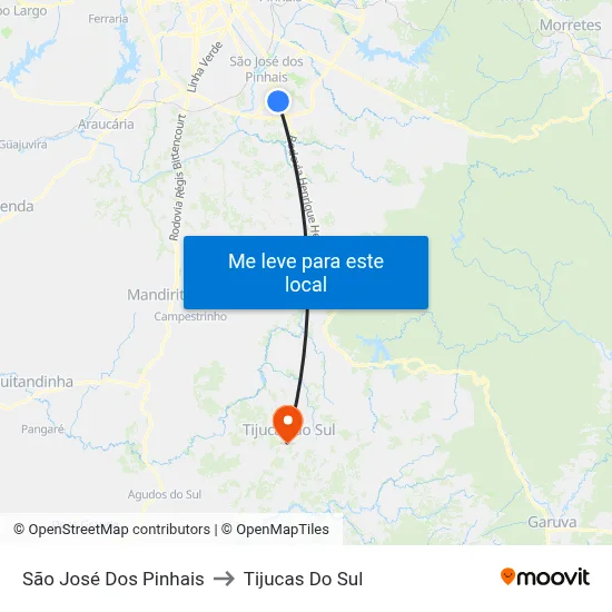São José Dos Pinhais to Tijucas Do Sul map
