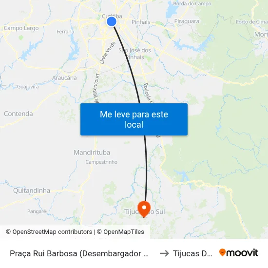 Praça Rui Barbosa (Desembargador Westphalen) to Tijucas Do Sul map