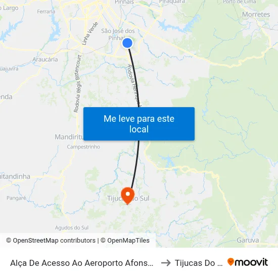 Alça De Acesso Ao Aeroporto Afonso Pena to Tijucas Do Sul map