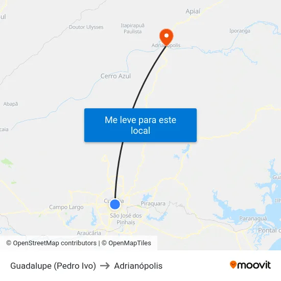 Guadalupe (sentido Barreirinha) to Adrianópolis map