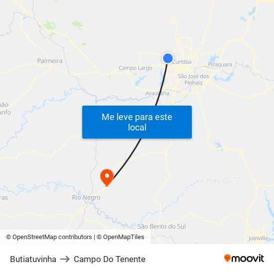 Butiatuvinha to Campo Do Tenente map