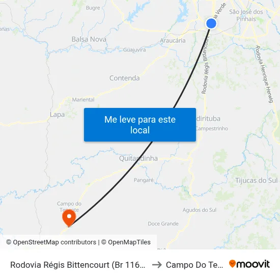 Rodovia Régis Bittencourt (Br 116) - Servopa to Campo Do Tenente map