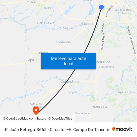 R. João Bettega, 3665 - Circuito to Campo Do Tenente map