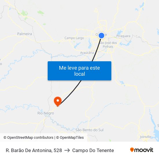 R. Barão De Antonina, 528 to Campo Do Tenente map