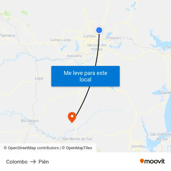 Colombo to Piên map
