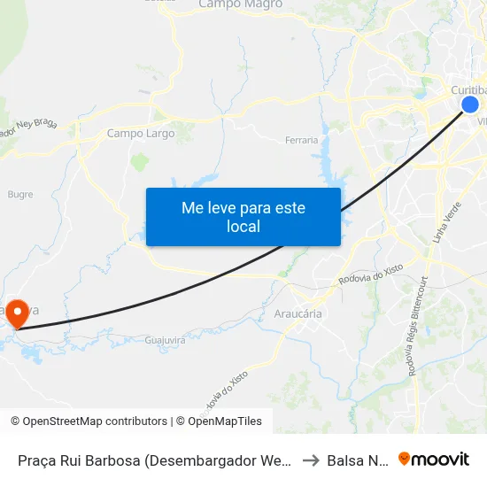 Praça Rui Barbosa (Desembargador Westphalen) to Balsa Nova map