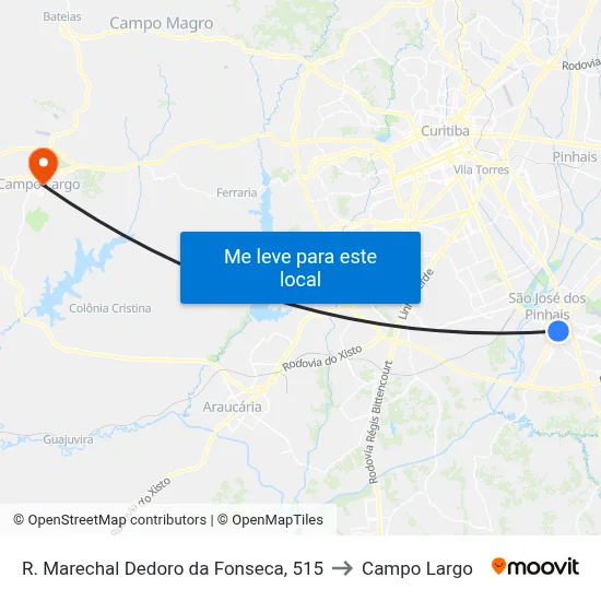 R. Marechal Dedoro da Fonseca, 515 to Campo Largo map