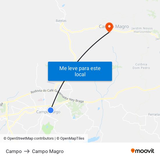Campo to Campo Magro map