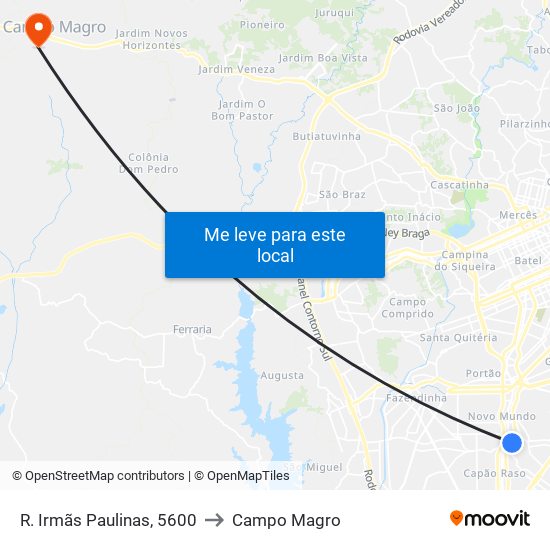 R. Irmãs Paulinas, 5600 to Campo Magro map