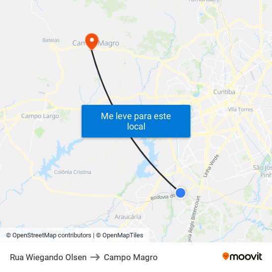 Rua Wiegando Olsen to Campo Magro map