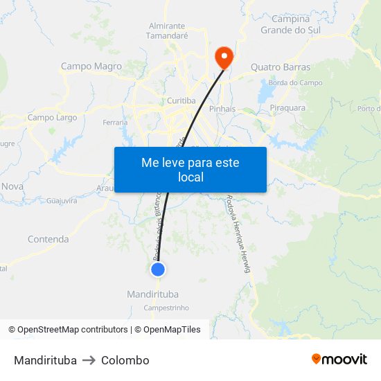 Mandirituba to Colombo map