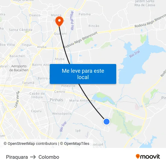 Piraquara to Colombo map