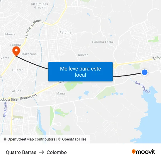 Quatro Barras to Colombo map