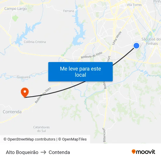 Alto Boqueirão to Contenda map