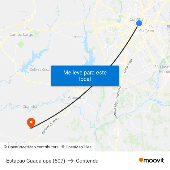 Estação Guadalupe (507) to Contenda map