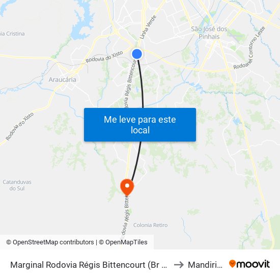 Marginal Rodovia Régis Bittencourt (Br 116) - Ceasa to Mandirituba map