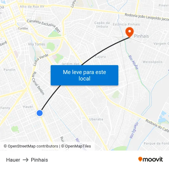 Hauer to Pinhais map