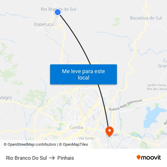 Rio Branco Do Sul to Pinhais map
