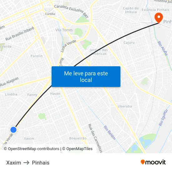 Xaxim to Pinhais map