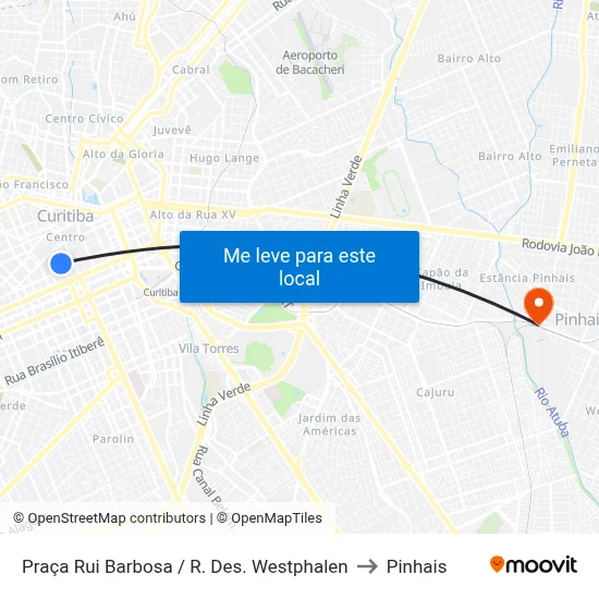 Praça Rui Barbosa (Desembargador Westphalen) to Pinhais map