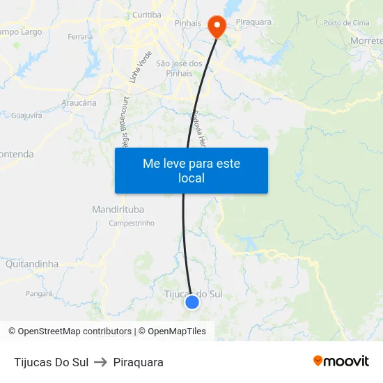 Tijucas Do Sul to Piraquara map