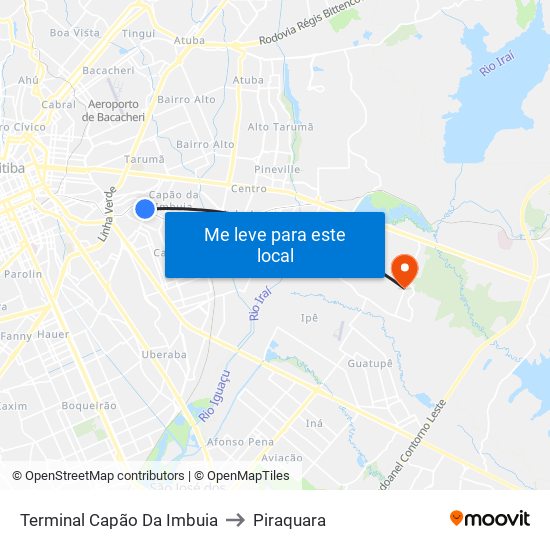 Terminal Capão Da Imbuia to Piraquara map