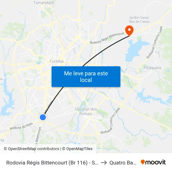 Rodovia Régis Bittencourt (Br 116) - Servopa to Quatro Barras map