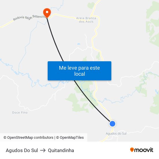 Agudos Do Sul to Quitandinha map