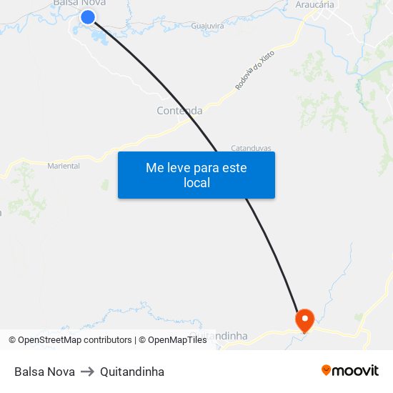 Balsa Nova to Quitandinha map