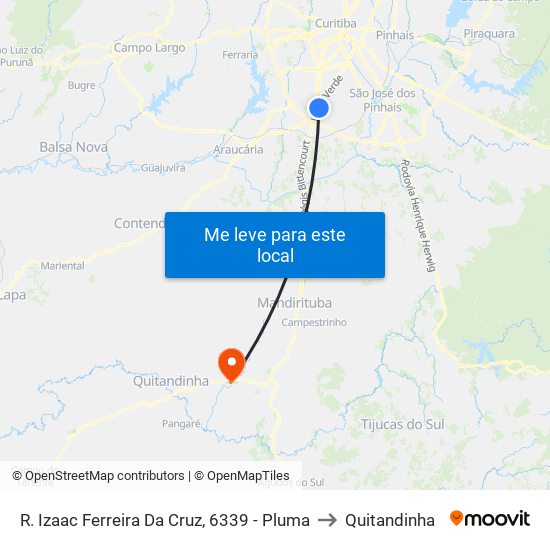 R. Izaac Ferreira Da Cruz, 6339 - Pluma to Quitandinha map
