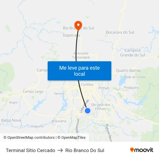 Terminal Sítio Cercado to Rio Branco Do Sul map