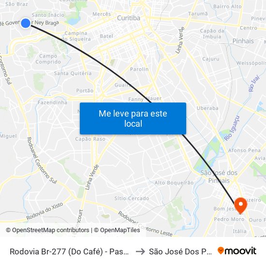 Rodovia Br-277 (Do Café) - Passarela Brf to São José Dos Pinhais map