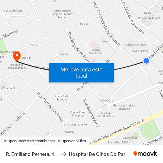 R. Emiliano Perneta, 492 to Hospital De Olhos Do Paraná map