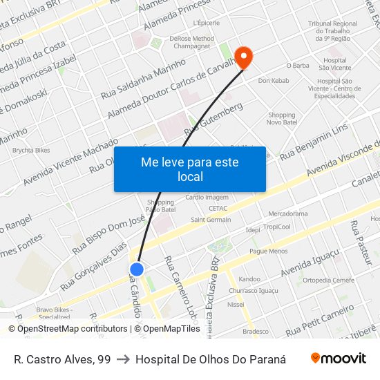 R. Castro Alves, 99 to Hospital De Olhos Do Paraná map