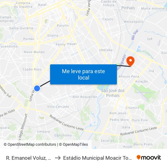R. Emanoel Voluz, 284 to Estádio Municipal Moacir Tomelin map