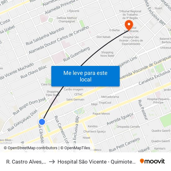 R. Castro Alves, 99 to Hospital São Vicente - Quimioterapia map