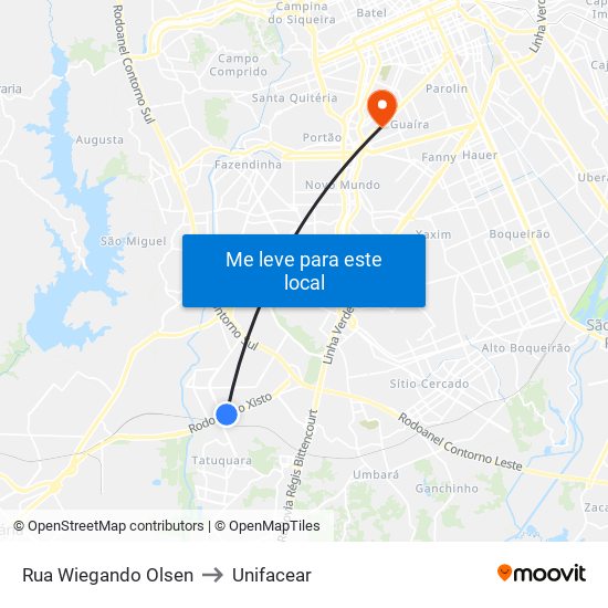 Rua Wiegando Olsen to Unifacear map