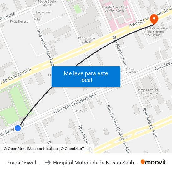 Praça Oswaldo Cruz to Hospital Maternidade Nossa Senhora De Fátima map