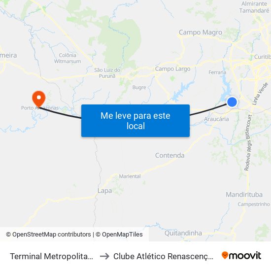 Terminal Metropolitano Vila Angélica to Clube Atlético Renascença (Estádio João C.) map