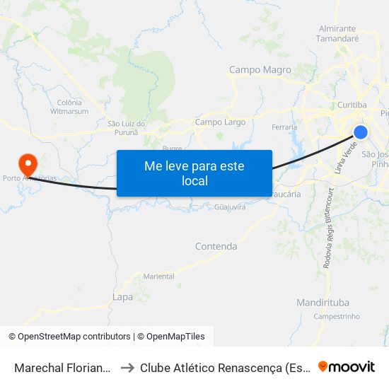 Marechal Floriano Peixoto to Clube Atlético Renascença (Estádio João C.) map