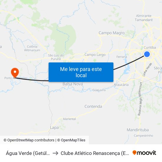 Água Verde (Getúlio Vargas) to Clube Atlético Renascença (Estádio João C.) map