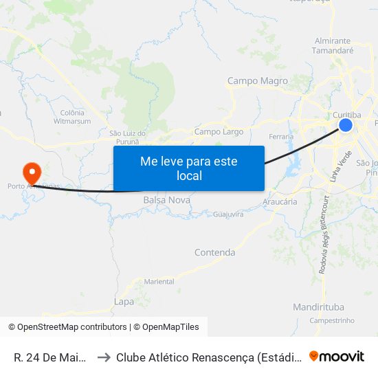R. 24 De Maio, 300 to Clube Atlético Renascença (Estádio João C.) map