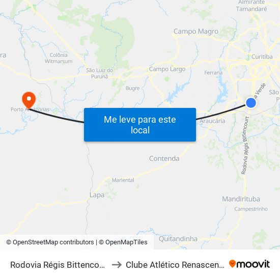 Rodovia Régis Bittencourt (Br 116)  - Ibratec to Clube Atlético Renascença (Estádio João C.) map